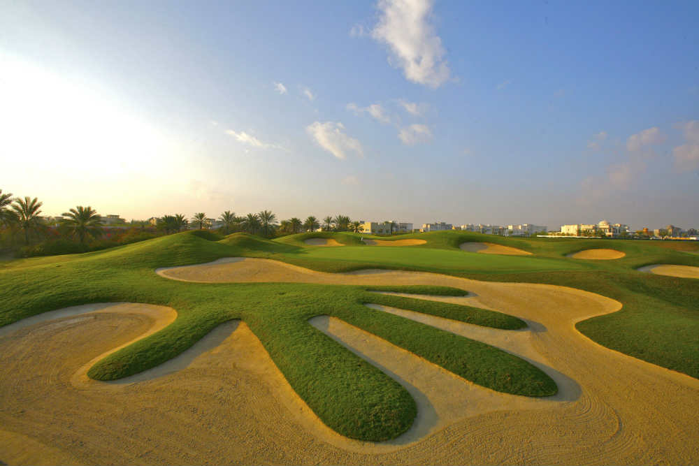 Celebre bunker du Montgomerie golf à Dubai pour votre sejours avec votre Pro