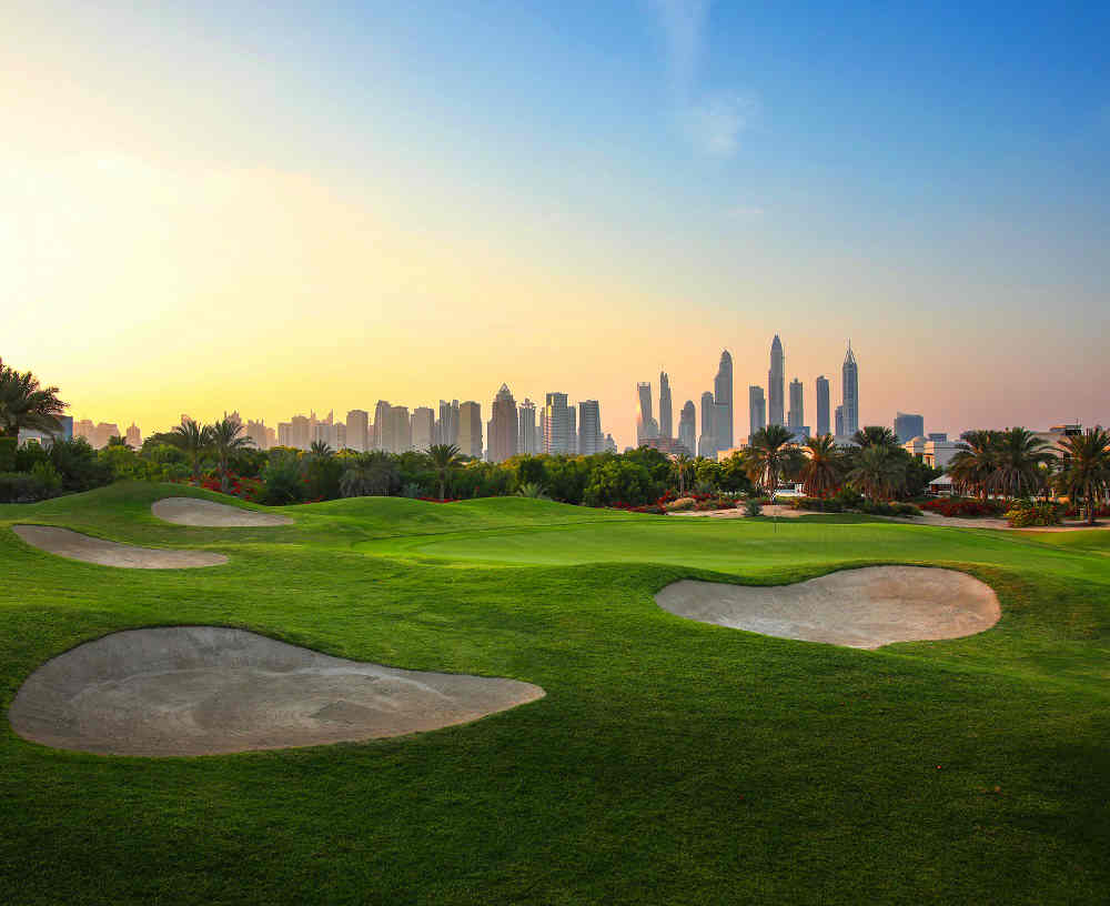 Vue sur Dubai Montgomerie golf à Dubai aux Emirats Arabes Unis